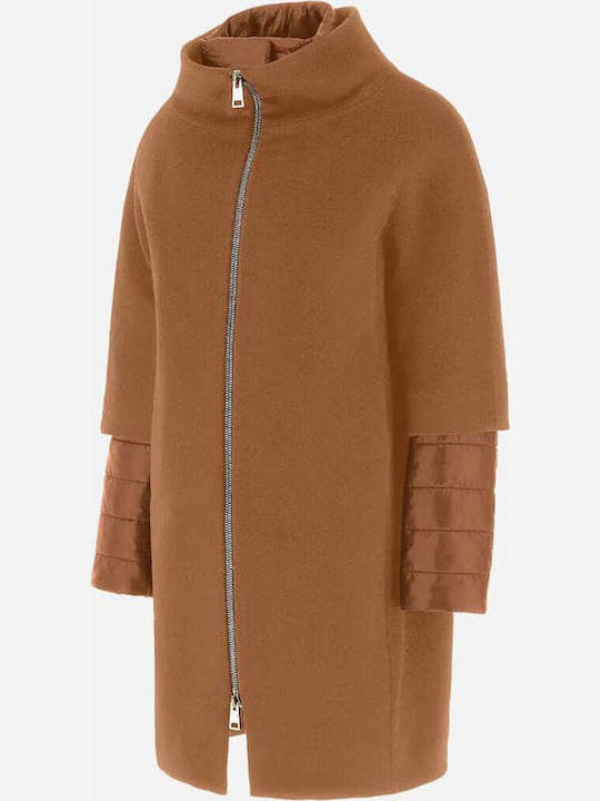 Wolle Damen Braun Mantel mit Reißverschluss