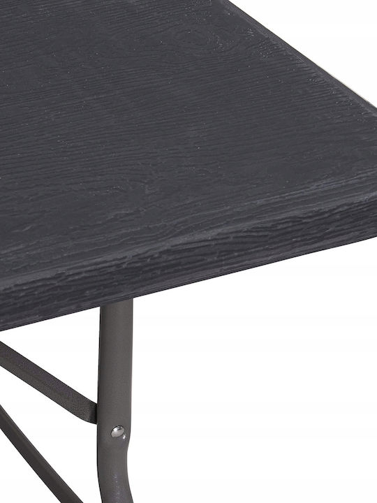 Plastic Masa pentru spații exterioare Pliabil cu schelet metalic Negru 180x75x75buc