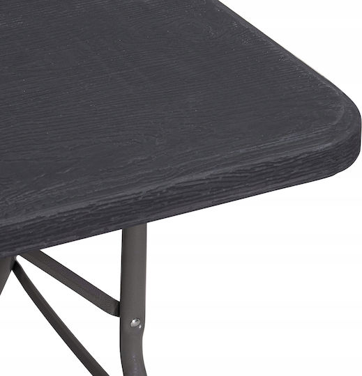 Plastic Masa pentru spații exterioare Pliabil cu schelet metalic Negru 180x75x75buc