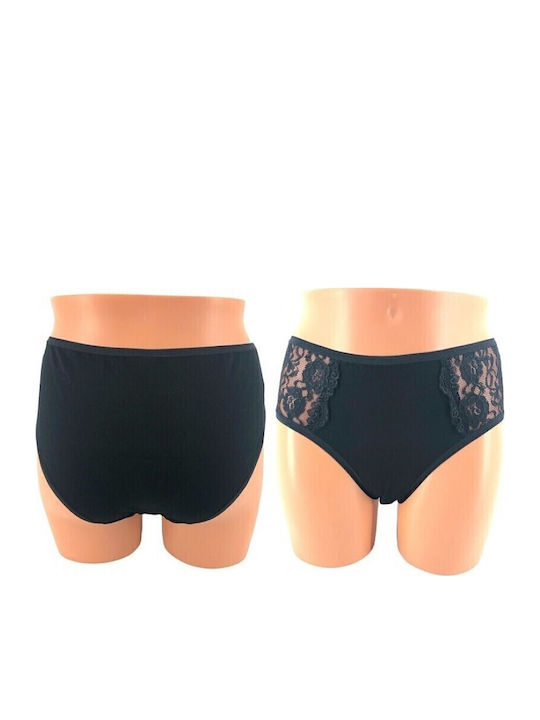 Βαμβακερά Damen Boxer 2Pack mit Spitze Black
