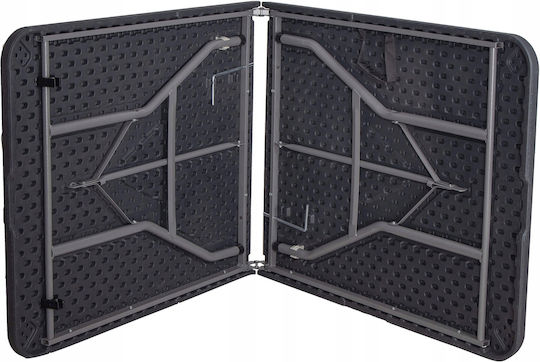 Plastic Masa pentru spații exterioare Pliabil cu schelet metalic Negru 180x75x75buc