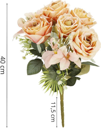 Buchet din Flori Artificiale Trandafir Pink 40cm
