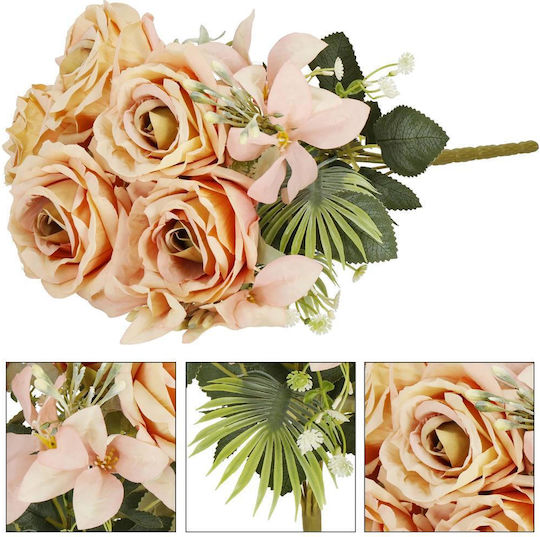 Buchet din Flori Artificiale Trandafir Pink 40cm