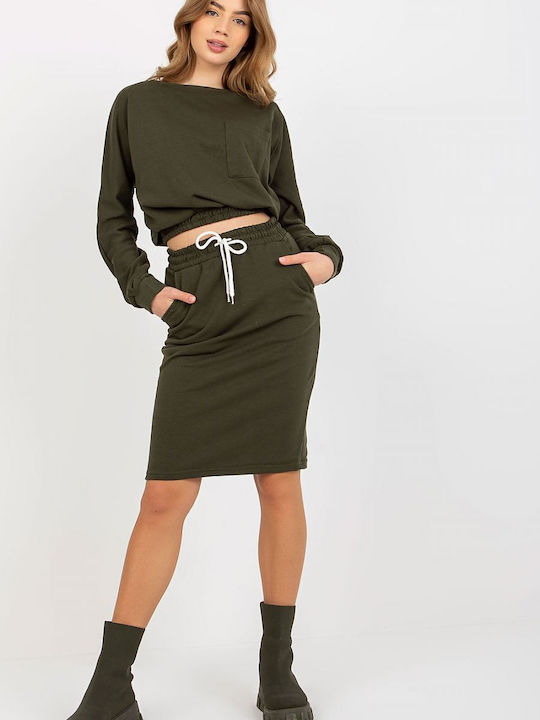 Ex Moda Set with Skirt Khaki