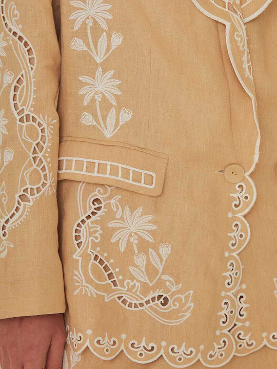 Farm Rio Women's Blazer Beige