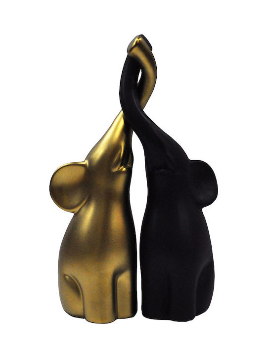 Karvounis Set of Decorative Elephants made of Ceramic in Gold/Black 2pcs