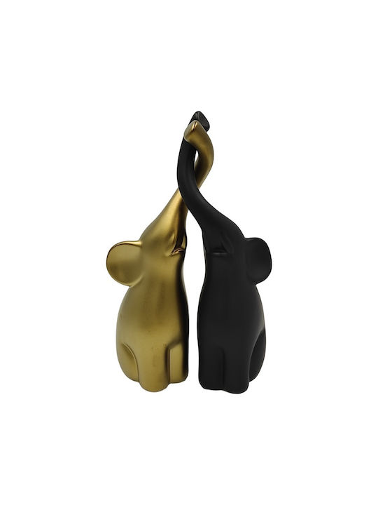 Karvounis Set of Decorative Elephants made of Ceramic in Gold/Black 2pcs