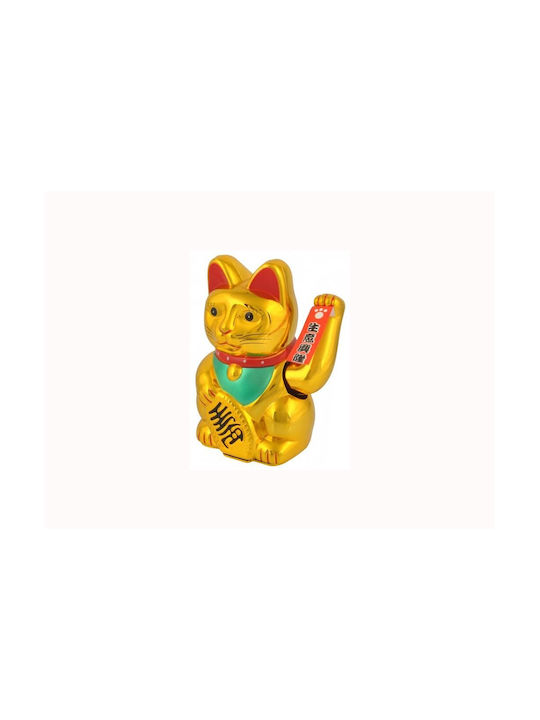 Decorative Cat made of Plastic Feng Shui Welcome For Abundance And Wealth in Golden 10.5x15x8cm 1pcs