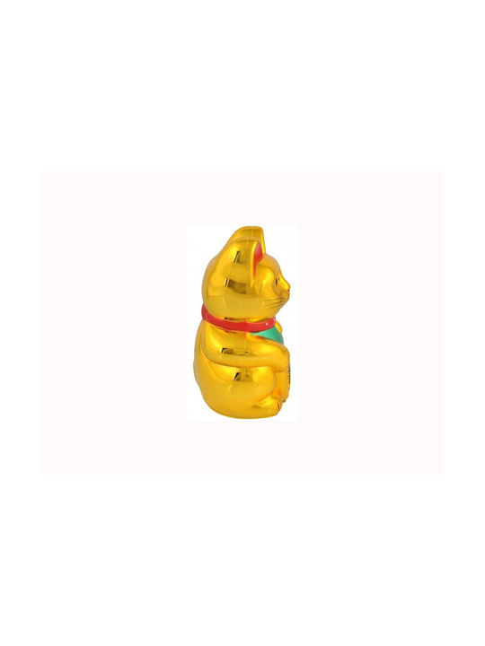 Decorative Cat made of Plastic Feng Shui Welcome For Abundance And Wealth in Golden 10.5x15x8cm 1pcs