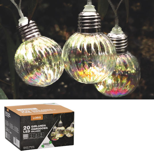 Luminous Garland Led Loris Model 20 Bulbs 580cm Solar Powered Multicolor White Light R