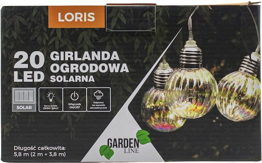Luminous Garland Led Loris Model 20 Bulbs 580cm Solar Powered Multicolor White Light R