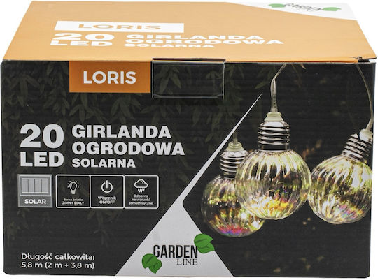 Luminous Garland Led Loris Model 20 Bulbs 580cm Solar Powered Multicolor White Light R