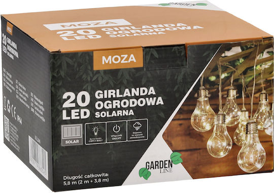 Lumină LED Șir Design Mozaic 20 Becuri 580cm Alimentare Solară Lumină Alb Cald