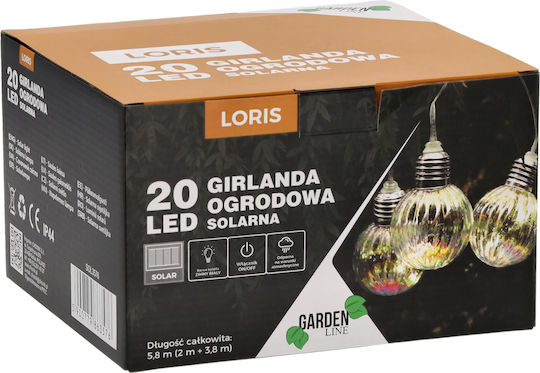 Luminous Garland Led Loris Model 20 Bulbs 580cm Solar Powered Multicolor White Light R