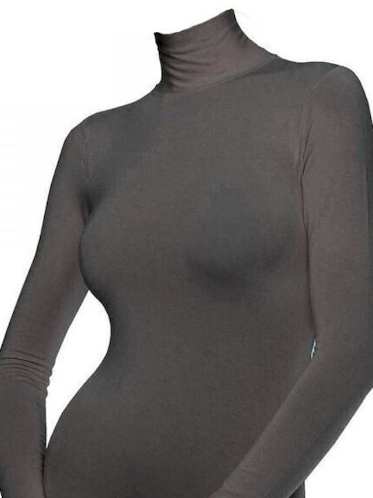 Venus Victoria Women's Turtleneck T-Shirt Dark Grey Melange