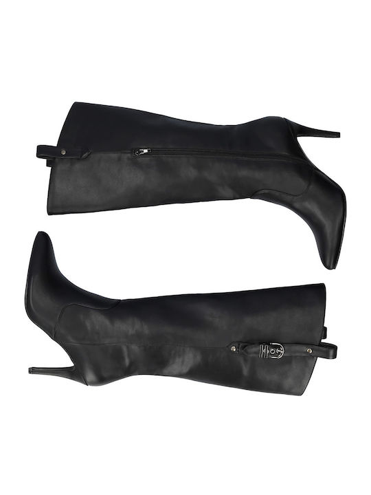 Synthetic Leather High Heel Women's Boots Black