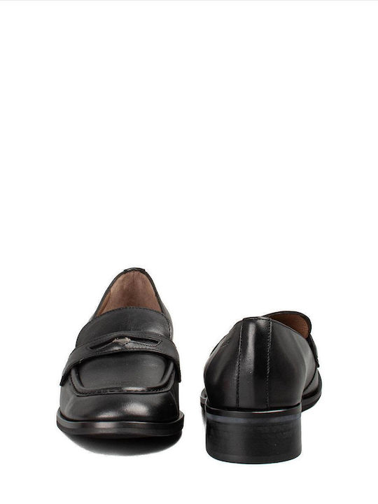 Leather Women's Loafers in Black Color
