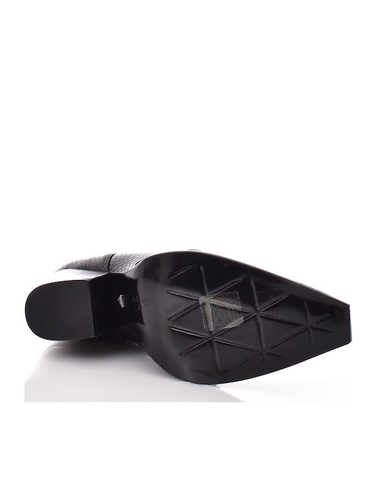 Leder Damen Chelsea Stiefeletten mit hohem Absatz Schwarz