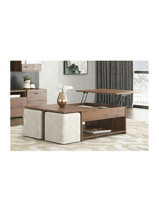 Măsuță Centrală Rectangulară No 6 Din Lemn cu Mecanism de Ridicare Nuc 120x75x40cm