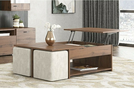 Măsuță Centrală Rectangulară No 6 Din Lemn cu Mecanism de Ridicare Nuc 120x75x40cm