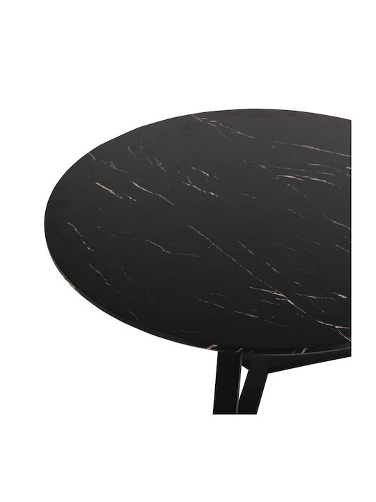 Round Central Coffee Table Rocket Wooden Black W80xL80xH42cm