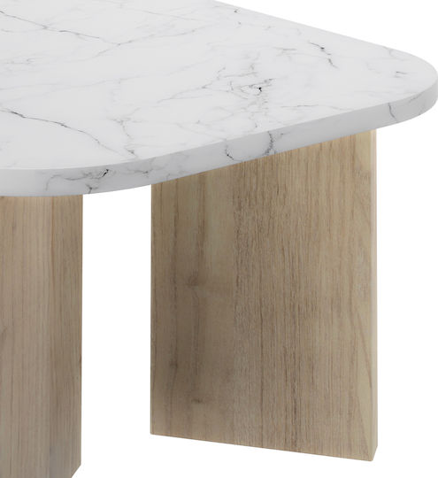 Οβάλ Κεντρικό Τραπεζάκι Quartz Natural Chestnut / Marble Μ105xΠ58xΥ39εκ.