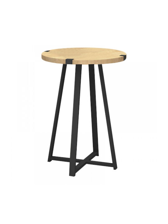 Masă Laterală Rotundă Pedro Din Lemn Negru / Sonoma L44xÎ44xH58cm