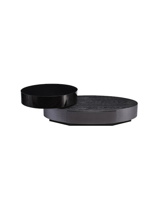 Oval Central Coffee Table Boni Wooden with Drawers Black/Anthracite W124xL70xH39cm E7692,1