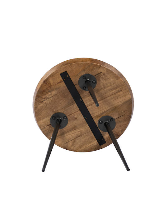 Round Central Coffee Table Pencil 55 Made of Solid Wood Natural Black M55xL55xH55cm