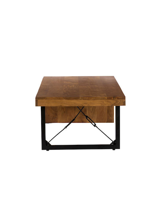 Masa De Cafea Centrală Rectangulară Wire Din Lemn Masiv Nuc Negru L120xL60xÎ40cm