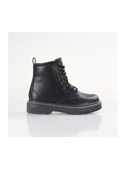 Lelli Kelly Kids Patent Leather Military Boots with Zipper Black