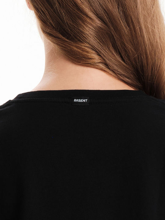 Γυναικείο Crop Top Βαμβακερό Μακρυμάνικο Μαύρο