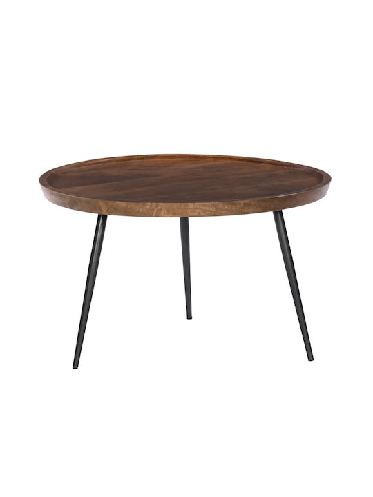 Round Central Coffee Table Pencil 87 Solid Wood Natural / Black M87xP87xH45cm