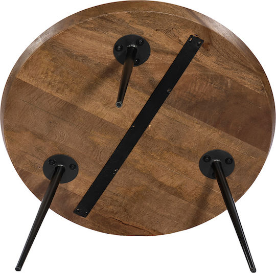 Round Central Coffee Table Pencil 87 Solid Wood Natural / Black M87xP87xH45cm