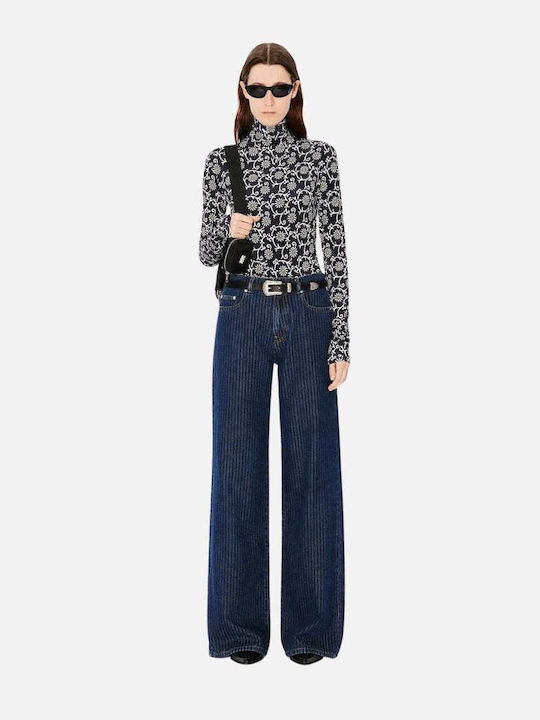 Women's Blouse Long Sleeve Turtleneck Blue