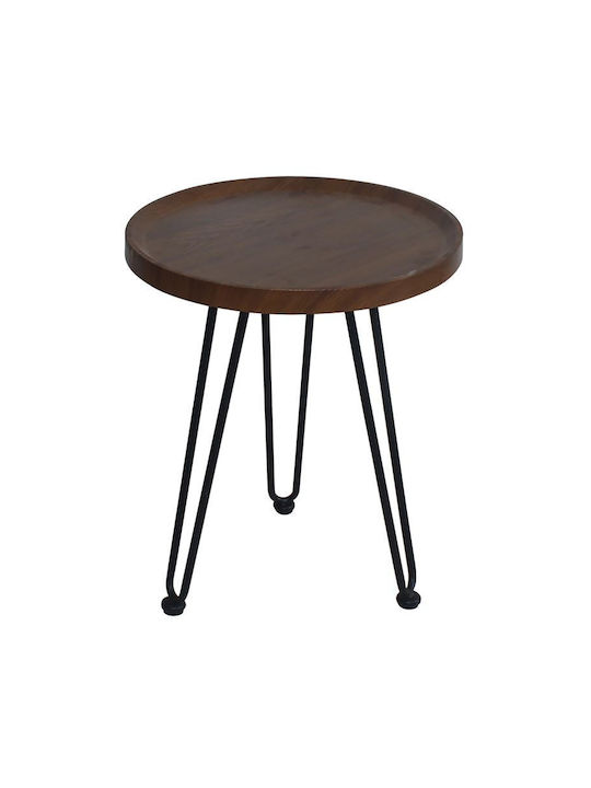 Round Side Coffee Table Matrix Wooden Brown W50xL50xH46cm EM9602,2