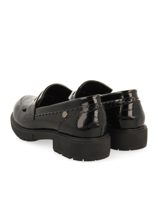 Girls Leather Moccasins Black
