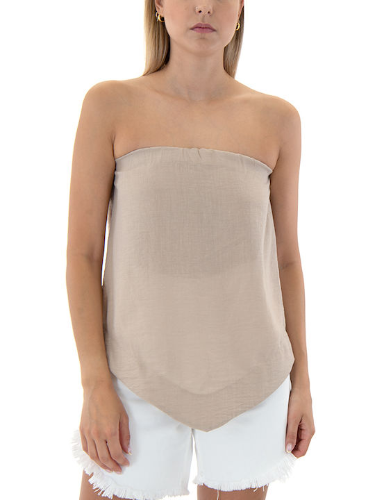 Baker's Dozen Women's Blouse Strapless Beige