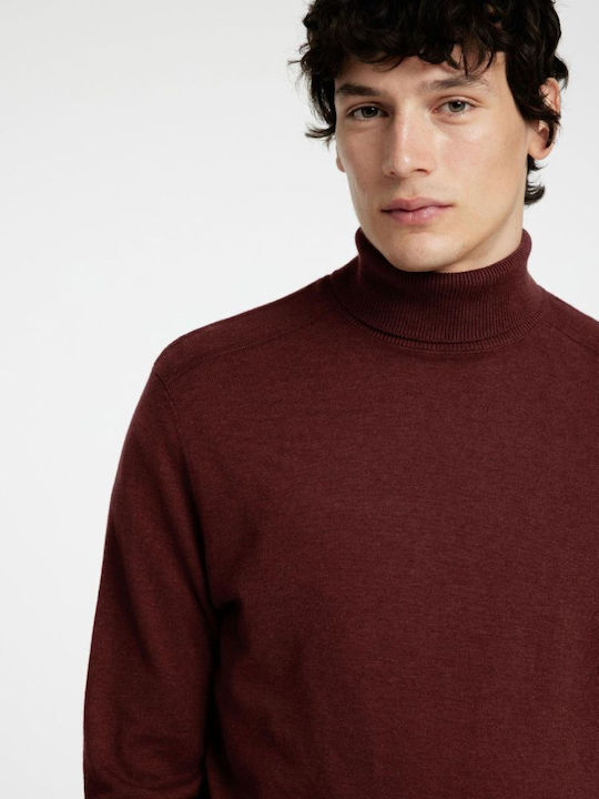 Selected Homme Slhberg Men's Long Sleeve Sweater Turtleneck Syrah/melange