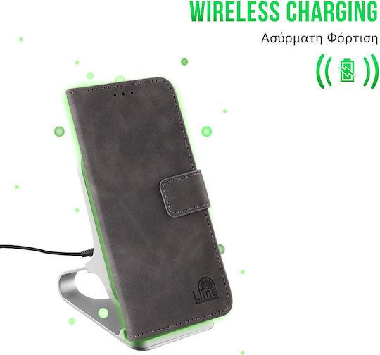 Lime Essential Magnet Wallet Synthetic Leather Gray (Motorola Moto Edge 50 Ultra)