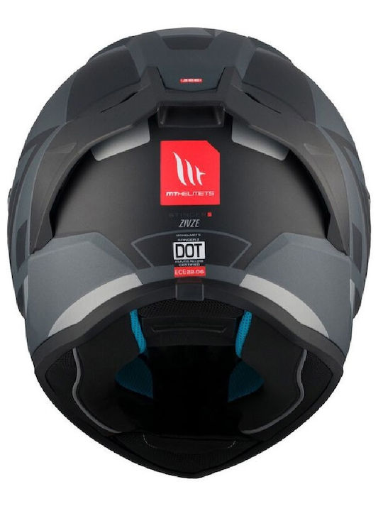 MT Stinger 2 C2 Black/Grey Matt Motorcycle Helmet Full Face ECE 22.06 1450gr