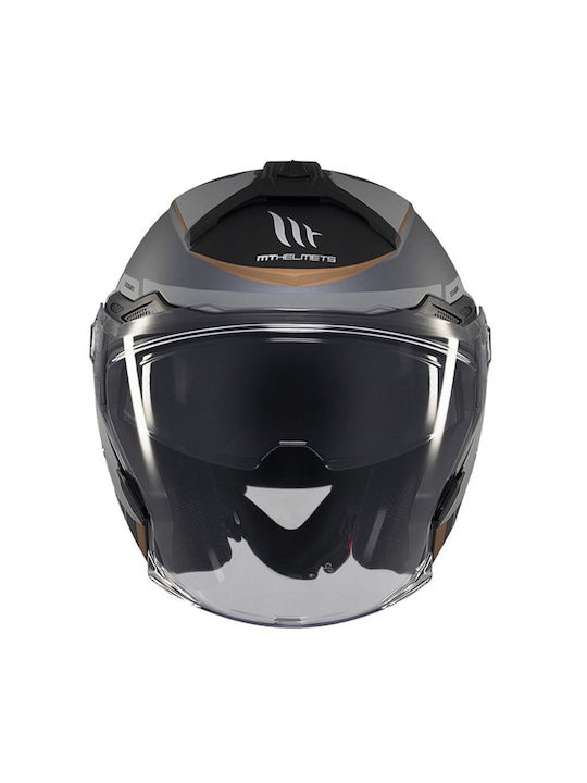 MT Cosmo SV S Cruiser C2 Grey Matt Motorcycle Helmet Jet DOT / ECE 22.06 1450gr with Sun Visor