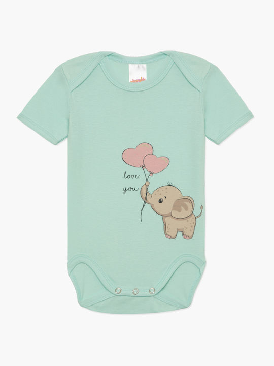 Minerva Elephant Σετ Κορμάκια Family Elephant Λευκό-Μέντα 2τμχ