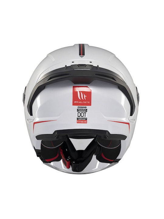 MT Cosmo SV S Solid Gloss White Motorcycle Helmet Jet DOT ECE 22.06 1450gr with Sun Visor
