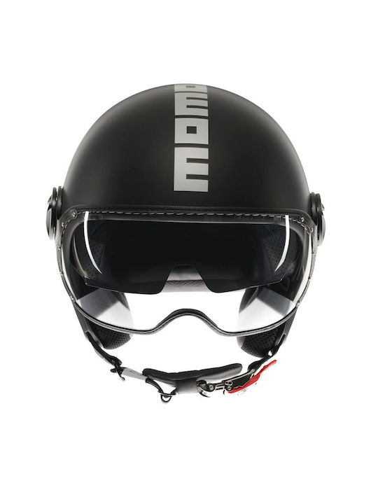 MomoDesign FGTR Evo Mono Matt Black/Silver Motorcycle Helmet Jet 1200gr with Sunvisor