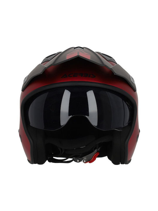 Acerbis Aria Metallic Red Motorcycle Helmet Jet ECE 22.06 1200gr with Sunvisor
