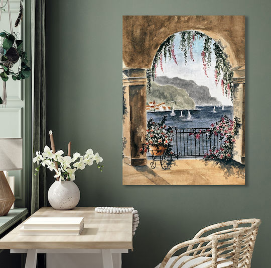 Πίνακας Καμβά Μπαλκόνι Θέα Στη Θάλασσα Knv2463 30cm X 40cm