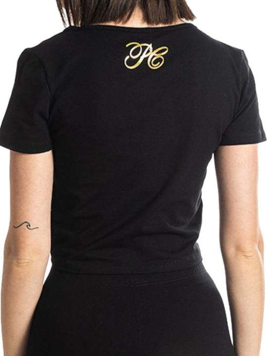 Women's Summer Crop Top Cotton Short Sleeve Black