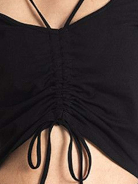 Women's Summer Crop Top Cotton Short Sleeve Black