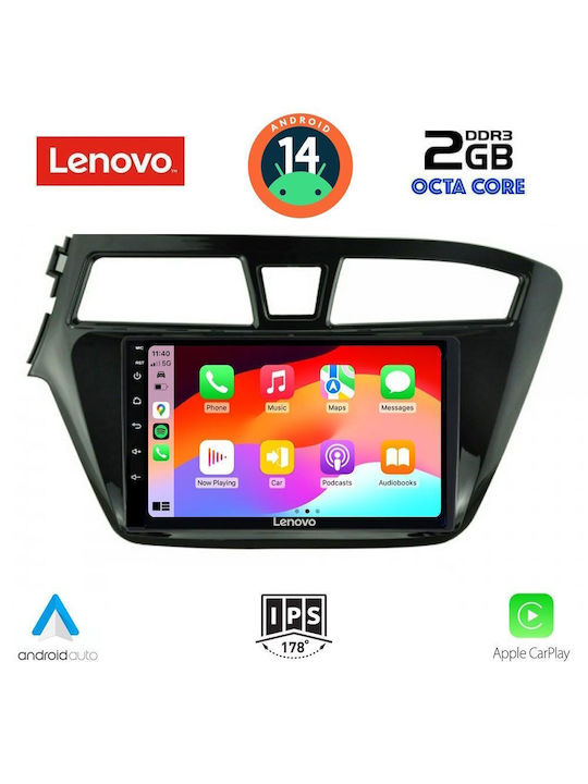 Lenovo Car Audio System for Hyundai i20 2014-2019 (Bluetooth/USB/AUX/WiFi/GPS) with Touch Screen 9"